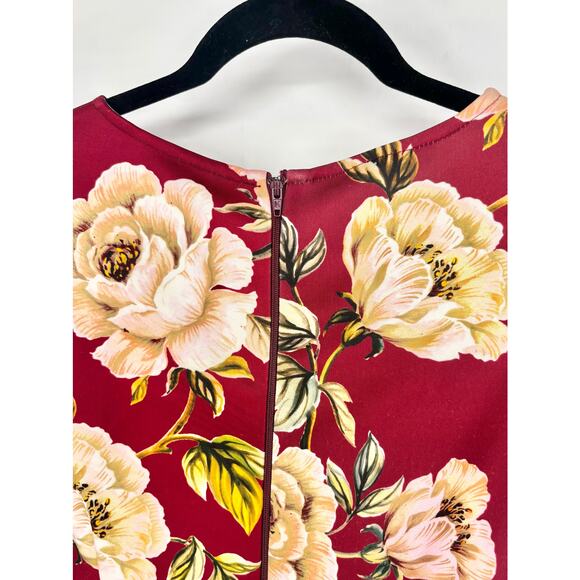ASOS Curve Oxblood Floral T-Shirt Scuba Bodycon Dress Size 6 - Picture 6 of 8